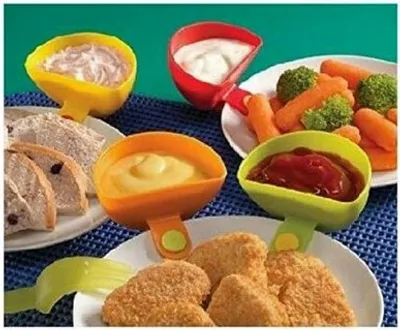 Image de Barquettes à dips pour sauces avec clips en set de 4 couleurs différentes