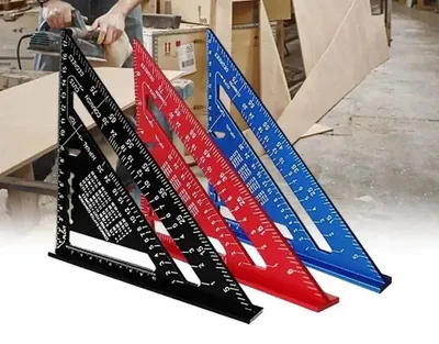 Produktbild von Anschlagwinkel Tischler -Zimmermannswinkel 180 mm Winkeldreieck aus Aluminium 45° / 90° Tischler, schwarz