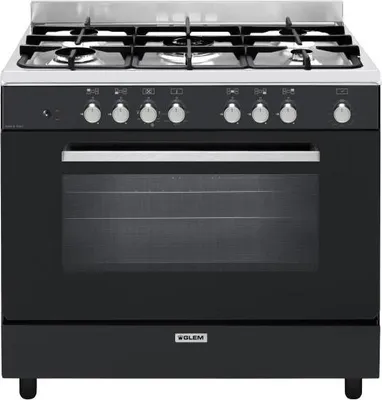 Image de Piano de cuisson mixte 104l 5 feux noir - Glem - GE960CVBK2 -