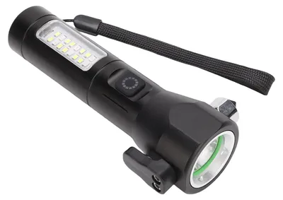 Produktbild von Wiederaufladbare Taschenlampe – tragbare LED-Taschenlampe mit COB-Seitenlicht für den Innen- und Außenbereich, schwarz