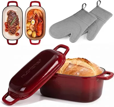 Imagen del producto de Olla con tapa Silecomplaza Gusseisen, cazuela holandesa esmaltada, ovalada, 3,4L
