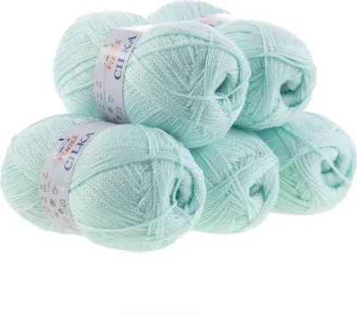 500g Strickgarn CILKA by VLNIKA Klassikgarn Strickwolle mit Schimmereffekt, helltürkis