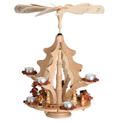 Produktbild von Tischpyramide Winterkranz mit Winterkinder und Teelichter HxLxB 37x37x48cm NEU