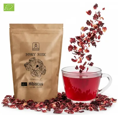 Produktbild von Mary Rose - Hibiskus Tee Bio 500g - Ganze Hibiskusblüten Aus Ägypten - Intensive Säure, Tiefrote Farbe - Getrocknete Essbare Blüten