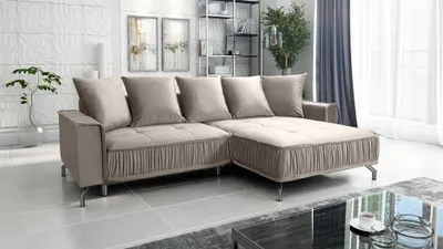 Produktbild von Ecksofa Schlafsofa Sofa FLORENCE Stoff Element Hellbeige Ottomane Rechts