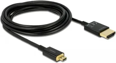Produktbild von DELOCK Kabel HDMI Ethernet A ->micro D St/St 3m 3D 4K slim