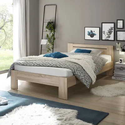 Produktbild von Bett "Cannes" in Eiche Sonoma. Abmessungen (BxHxT) 125x71x204 cm