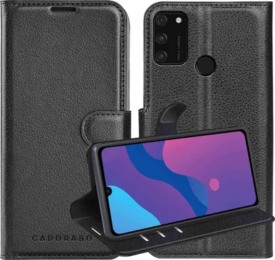 Immagine prodotto di Cadorabo cover per Honor 9A in PHANTOM BLACK custodia protettiva con chiusura magnetica, funzione stand e slot per carte di credito custodia flip cover custodia per telefono cellulare flap cover book case