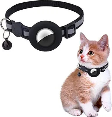 Produktbild von Toymis 1 x Lufttag-Katzenkragen Bruch Sicherheitsschnuckle Glocke, wasserdichtes Kragen, Hundereflexion, Anti-verlorene Katzen, Hunde (schwarz)