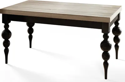Produktbild von Rechteckiger Esstisch Ausziehbar Lena, Moderner Wohnzimmertisch 140-180x80x78,5 cm, Sonoma mit Tischbeinen in Farbe Schwarz