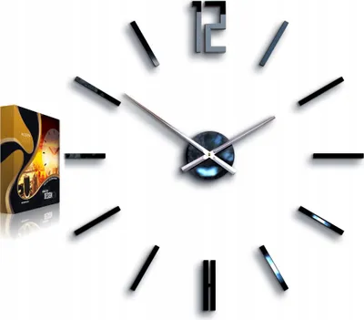 Produktbild von ModernClock, Schwarz Wanduhr, wanduhre groß 75 cm, wohnzimmer, Carlo Schwarz 75 XL