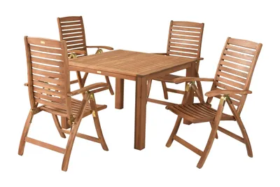 Produktbild von Merxx Gartenmöbel Set Paraiba 5tlg., 4 Klappsessel, Tisch 110 x 110 cm - Akazie