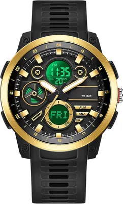 Produktbild von Watch Herren Digitaluhr Wasserdicht mit Weltzeit Doppelzeit Timer Alarm Stopuhr Analog Digital Outdoor Uhren für Jungen Jugendliche