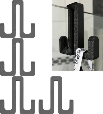 Produktbild von 4x Handtuchhaken Duschtür Halter Duschkabine Handtuchhalter Kleiderhaken Doppel