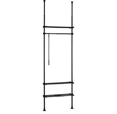 Immagine prodotto di KLS07 Sistema di armadi telescopici, 1 asta appendiabiti, 3 supporti, nero