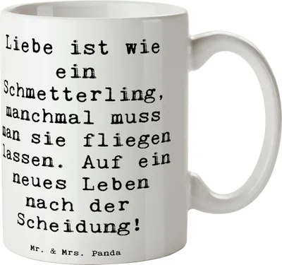 Produktbild von Mr. & Mrs. Panda Teetasse Spruch Scheidung Neuanfang - Weiß - Geschenk, Tasse, Hoffnung, Mut, Heiraten, Becher, Heirat, Freundschaft, positive Botschaften, Geschenke
