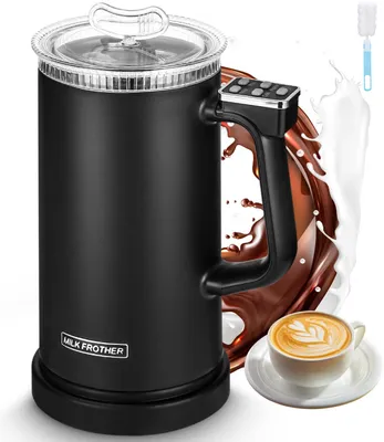 Melkopschuimer 600 ml, 4-in-1, für Latte & Cappuccino, schwarz