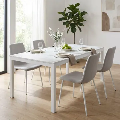 Immagine prodotto di Milani Home - tavolo da pranzo allungabile 160-220 x 90 cm, effetto marmo, legno e metallo