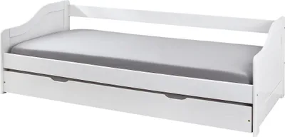 Produktbild von Möbilia Bett mit 1 Schublade| 90 x 200 cm | Kiefer-Holz weiß | B 209 x T 97 x H 66 cm | 19020047 | Serie BETT