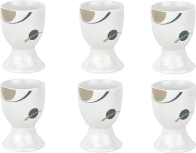 Obrázek produktu pro sada 6 šálků na vajíčka  4,8 cm, bílý porcelán s dekorem