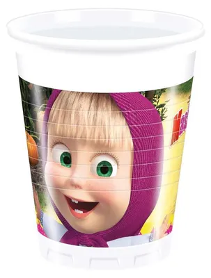 Produktbild von Mascha und der Bär Kinder Partybecher Set, 8 Stück, 200 ml Fassungsvermögen