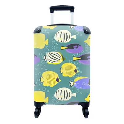 Obrázok produktu pre Kufrík Ručná batožina na kolieskach Malý cestovný kufor so 4 kolieskami Vzory - Ryby - Voda - Veľkosť kabíny < 55x40x23 cm & 55x40x20 cm - Foto kufor