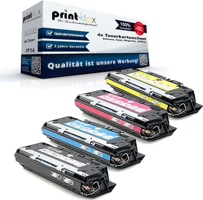 Produktbild von 4x Kompatible Tonerkartuschen für HP Color LaserJet 3700 3700 DN 3700 DTN 3700 N 3700 Series Q2670A Q2681A Q2682A Q2683A Schwarz Blau Rot Gelb - Office Quantum Serie