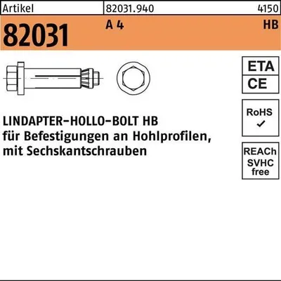 Produktbild von Hohlraumdbel R 82031 m.6-kantschraube HB 08-2 ( 70/41) A 4