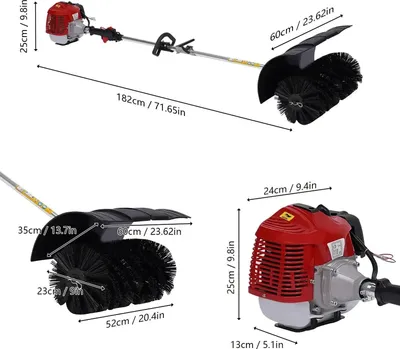 Produktbild von Motorbesen Schnee Einfahrt Kunstrasen - 52cc Benzin Kehrmaschine Garten - 2-Takt 1-Zylinder Motor - 2,3 PS - Bürstenbreite 58 cm - Schwarz