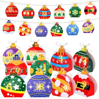 Immagine prodotto di Calendario dell'Avvento da riempire, per bambini. 24 scatoline con numeri e nastrini, ideali per creare decorazioni natalizie fai-da-te