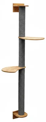 Imagen del producto de Árbol rascador de 130 cm para pared, con 2 plataformas, ideal para gatos. Rascador de sisal para montaje en pared