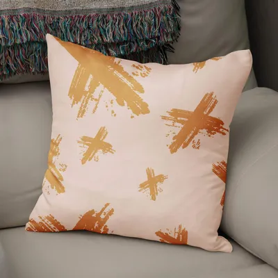 Dekokissenhülle 43x43 cm Orange-Cremeweiß, Polycotton
