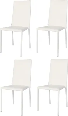 Zdjęcie produktu dla t m c s Tommychairs - Zestaw 4 szt. krzeseł Julia do kuchni, baru i jadalni, solidna stalowa rama, tapicerowane i pokryte białą imitacją skóry