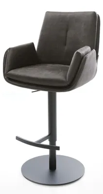 Produktbild von DELIFE Barstuhl Clea-Flex Mikrofaser Anthrazit Vintage Drehfuß höhenverstellbar Metall Schwarz