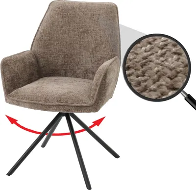 Produktbild von Esszimmerstuhl MCW-G67, Küchenstuhl Stuhl mit Armlehne, drehbar Auto-Position, Chenille MVG braun