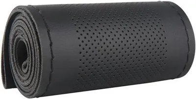 Produktbild von Leichtes Lederlenkrad, universelles Antislip-Lenkrad (37-39 cm), Antislip- und atmungsaktives Lenkrad mit Knopfstruktur – Innenaccessoires: Schwarz