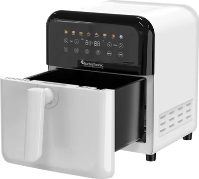 Zdjęcie produktu dla Frytownica beztłuszczowa TurboTronic air fryer metalowe wnętrze wyświetlacz 1600w 6L Biała