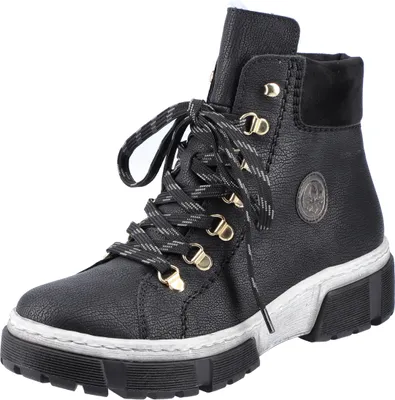 Produktbild von Rieker Damen Schnürboots Stiefeletten Reißverschluss X8633, Größe:37 EU, Farbe:Schwarz