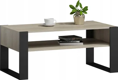 Produktbild von MATKAM Couchtisch KAJA H50 x B100 x T53,6 cm, offene Ablage unter der Tischplatte, Kufenbeine (Sonoma Eiche)