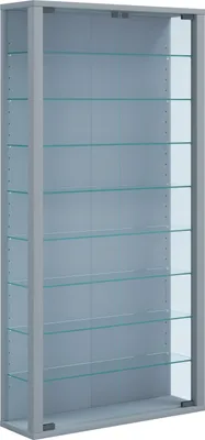 Immagine prodotto di Espositore in vetro appeso | Vetro espositore con vetro di sicurezza ESG | Dimensioni: H. 114 x W. 59 x D. 18 cm | Vetro espositore appeso | Moderno e salvaspazio | Espositore in vetro - Vitrosa Maxi
