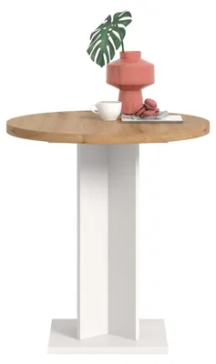 Productafbeelding van Eettafel Gustav, rond | Onderstel met zuilpoten | Artisan eik/wit
