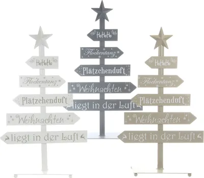 Produktbild von Weihnachtsbaum Christbaum Tannenbaum Aufsteller Wegweiser Metall 55 cm creme