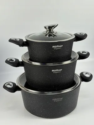 Produktbild von Hoffner 6-teiliges Topfset mit Marmorbeschichtung