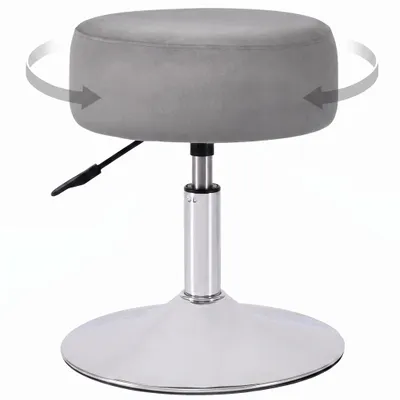 Produktbild von Duhome Drehhocker Höhenverstellbar Schminkhocker aus Samt Sitzhocker mit Polsterung Barhocker Drehbar für Schlafzimmer Wohnzimmer Bistro, Grau