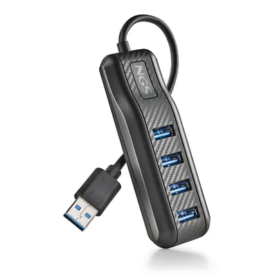Produktbild von NGS PORT 3.0, USB 3.2 Gen 1 (3.1 Gen 1) Type-A, USB 3.2 Gen 1 (3.1 Gen 1) Type-A, 4800 Mbit/s, Schwarz, Kunststoff, CE