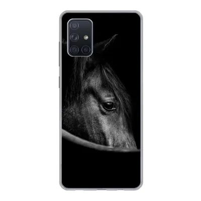Produktbild von MuchoWow® Handyhülle Schutzhülle Hülle für Samsung Galaxy A51 Pferde - Porträt - Schwarz - Tiere Silikon Softcase Handy Hülle - Schutzabdeckung