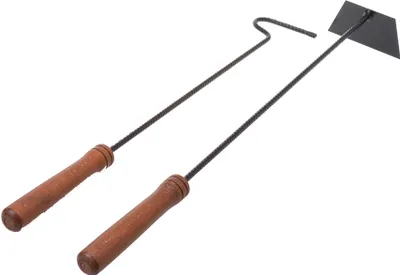 Produktbild von Aqbau® Kaminbesteck Set 2tlg. Mit Schürhaken und Aschekratzer Schwarz Kaminzubehör Modern | Kamin Besteck | Kaminwerkzeug