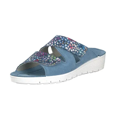 Produktbild von Rohde 1403 Roma Damen Pantoletten Clogs Weite F1/2 Leder, Größe:39 EU, Farbe:Blau