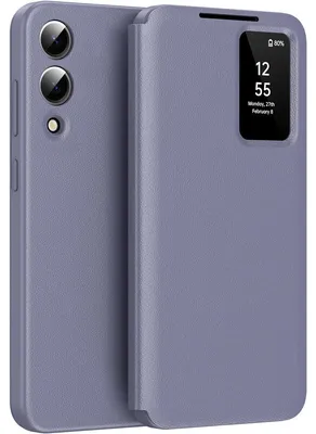 Produktbild von Leder Flip Case für Samsung Galaxy S25 Edge, Smart View Fenster Handyhülle mit Kartenfach Lila