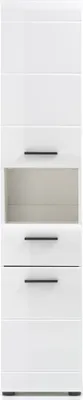 Produktbild von SkinGloss Bad Hochschrank 2 Türen, 2 Schublade, 1 offenes Fach weiß, weiß Hochglanz.
